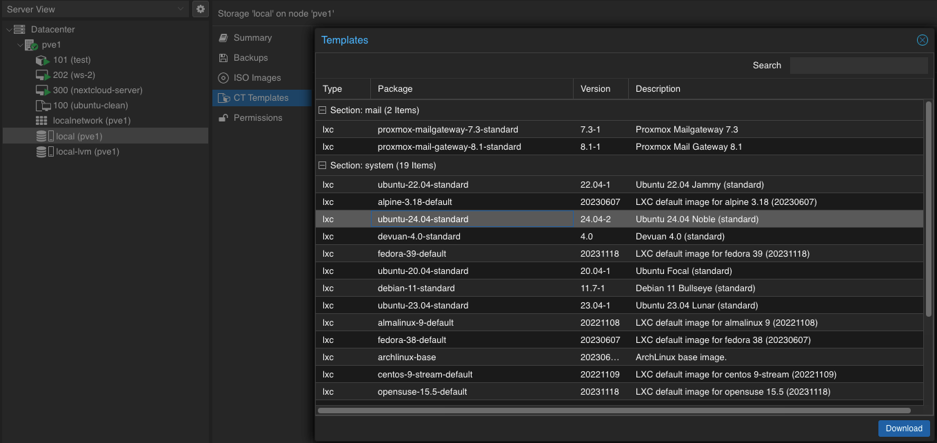 How to create Linux Containers in Proxmox